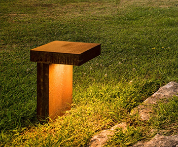 Weathering steel flower pot and light box 